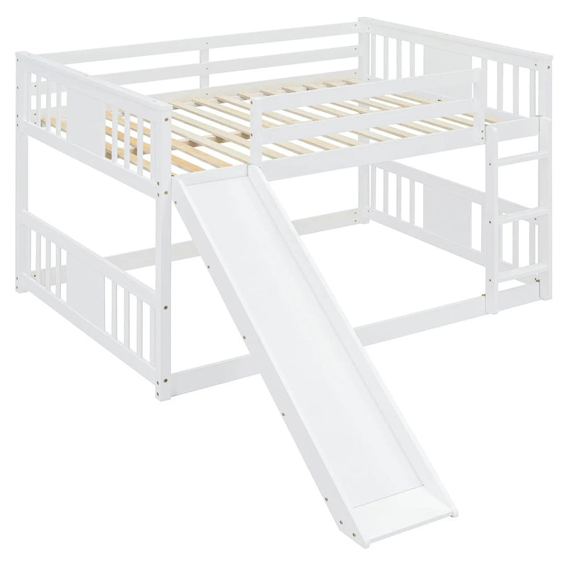 Full Over Full Bunk Bed With Ladder With Slide - White by Unique Piece Furniture