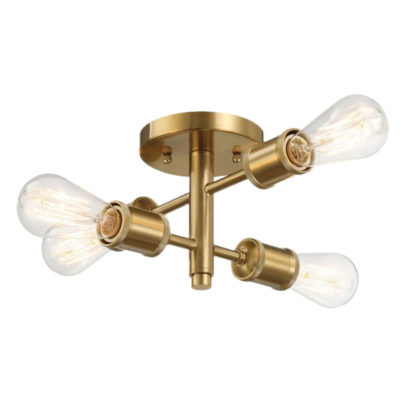 Ephemeral - 4 Lights Semi Flush Mount Ceiling Pendant - Antique Brass / Clear / Gold by Unique Piece Furniture