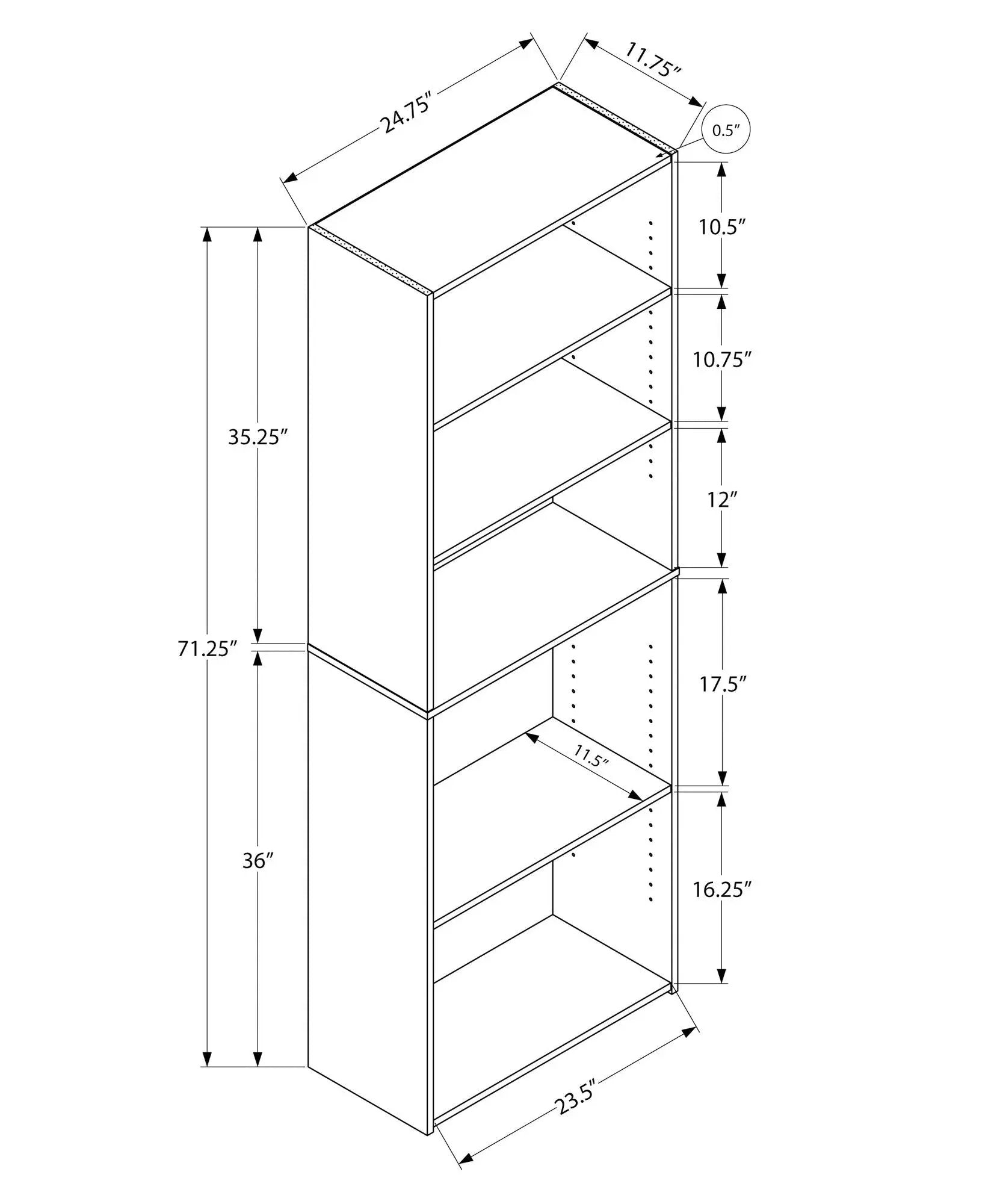 Bookshelf, Bookcase, 6 Tier, For Office, Transitional by Unique Piece Furniture