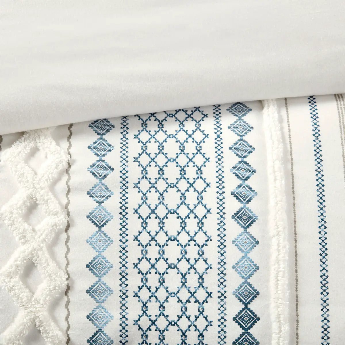 King/Cal King Cotton Printed Duvet Cover Set with Chenille by HouseOfZazla