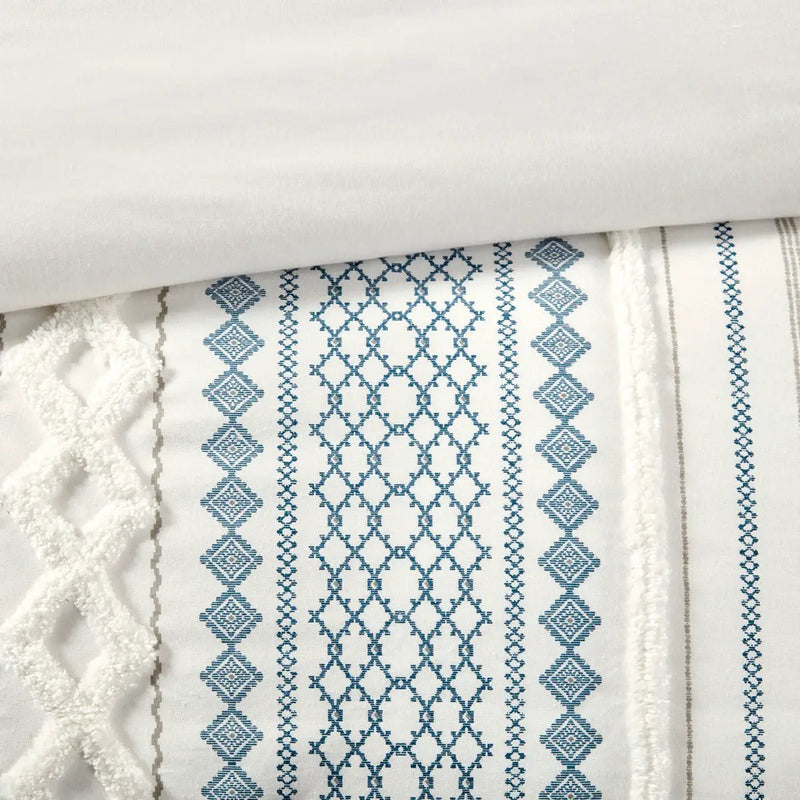 King/Cal King Cotton Printed Duvet Cover Set with Chenille by HouseOfZazla