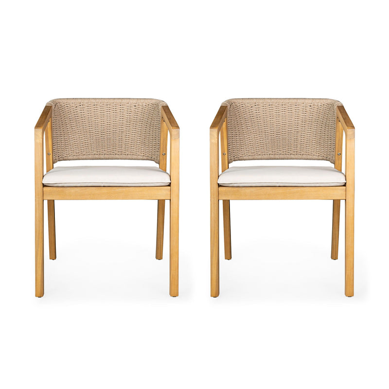 Outdoor Dining Set 1 Table 4 Chairs (Set of 5) - Teak / Beige by HouseOfZazla