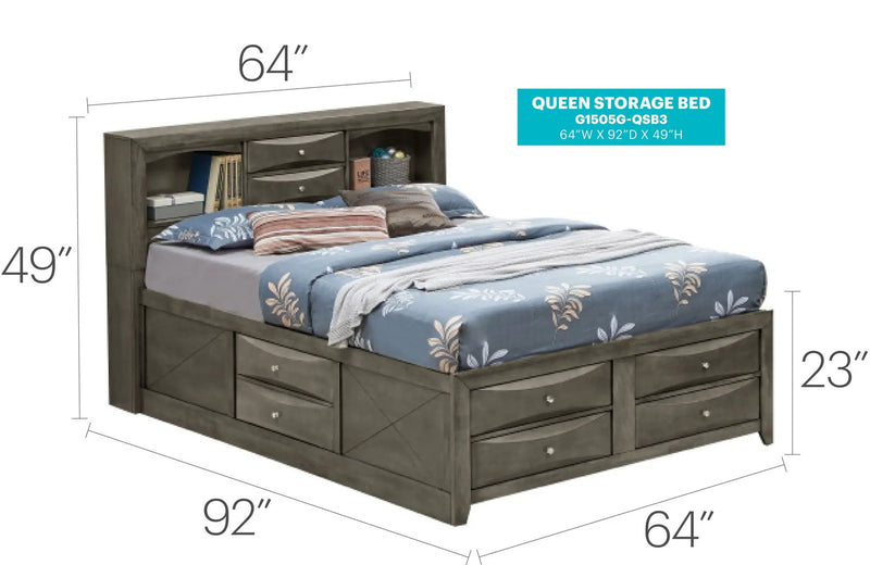 Modern Design Storage Bed With Bookcase Headboard by Unique Piece Furniture