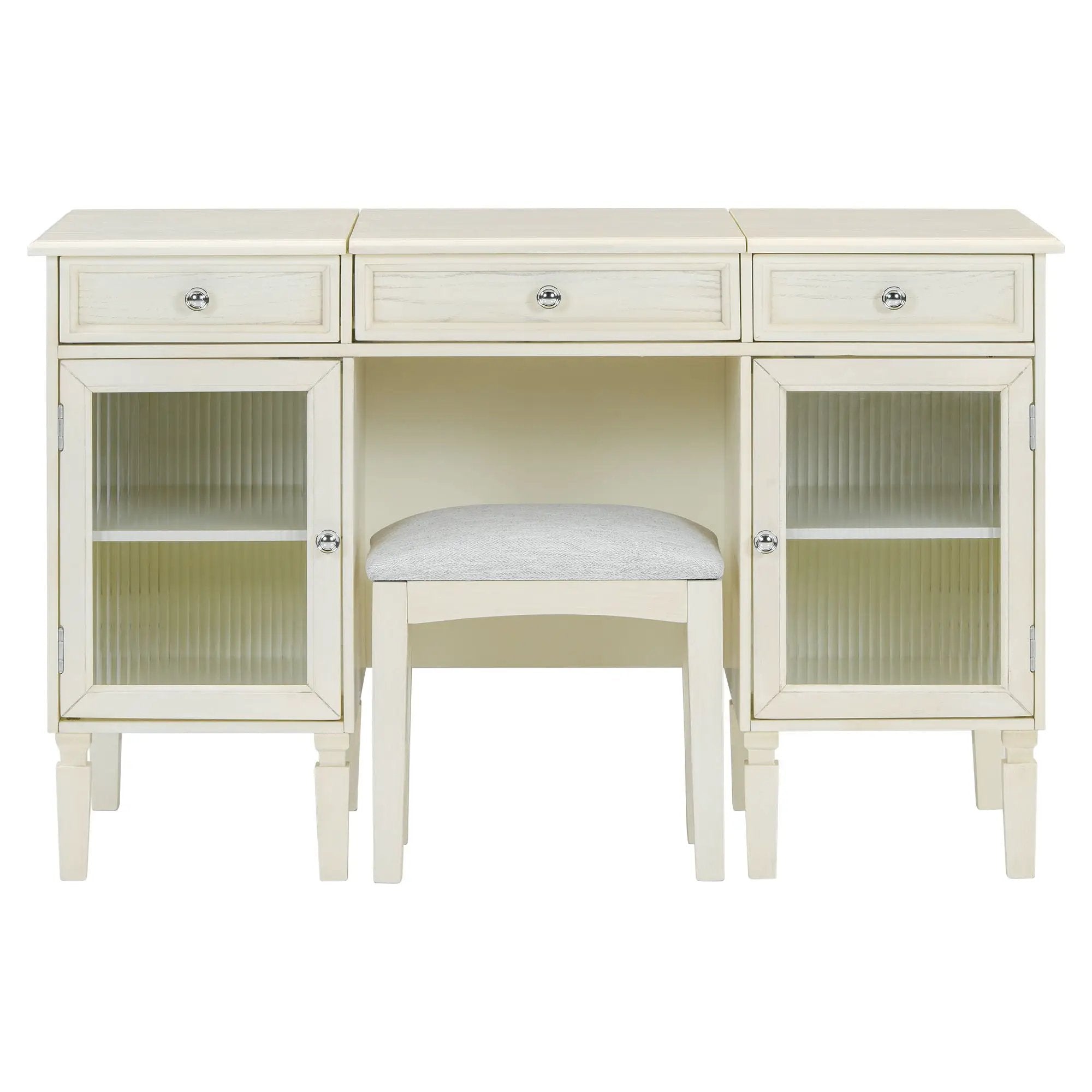 Multi Functional 2 In 1 Vanity Desk With Flip Top Mirror Material - White Oak