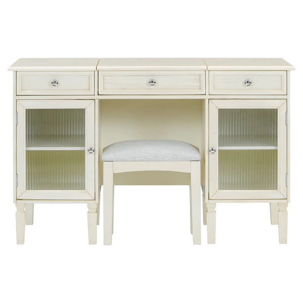 Multi Functional 2 In 1 Vanity Desk With Flip Top Mirror Material - White Oak