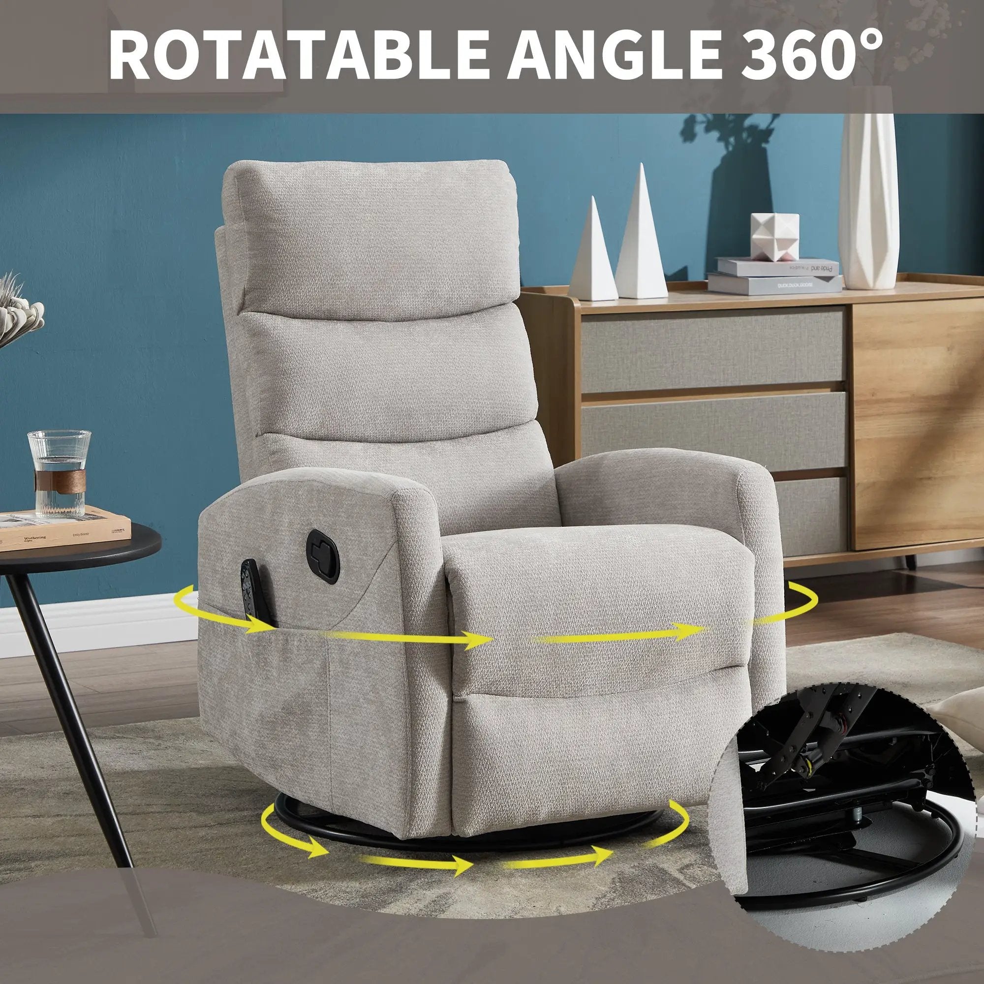 Heat Massage Manual Recliner Chair with Rocker and Swivel by HouseOfZazla