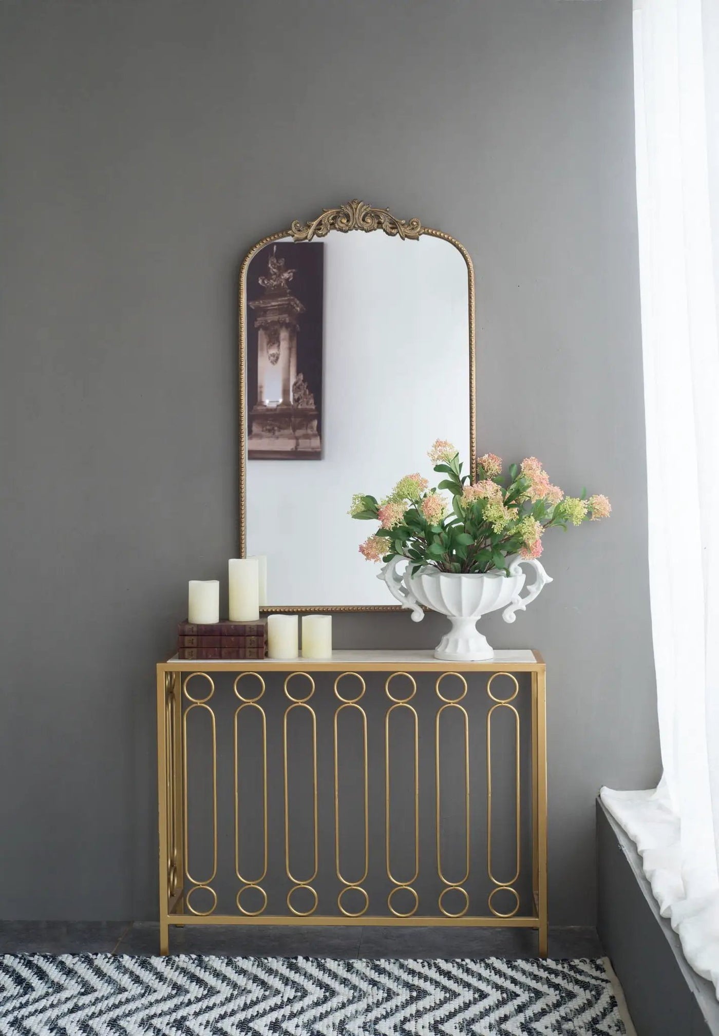 Arch Mirror, Baroque Inspired Wall Decor For Bathroom, Bedroom, Living Room by Unique Piece Furniture
