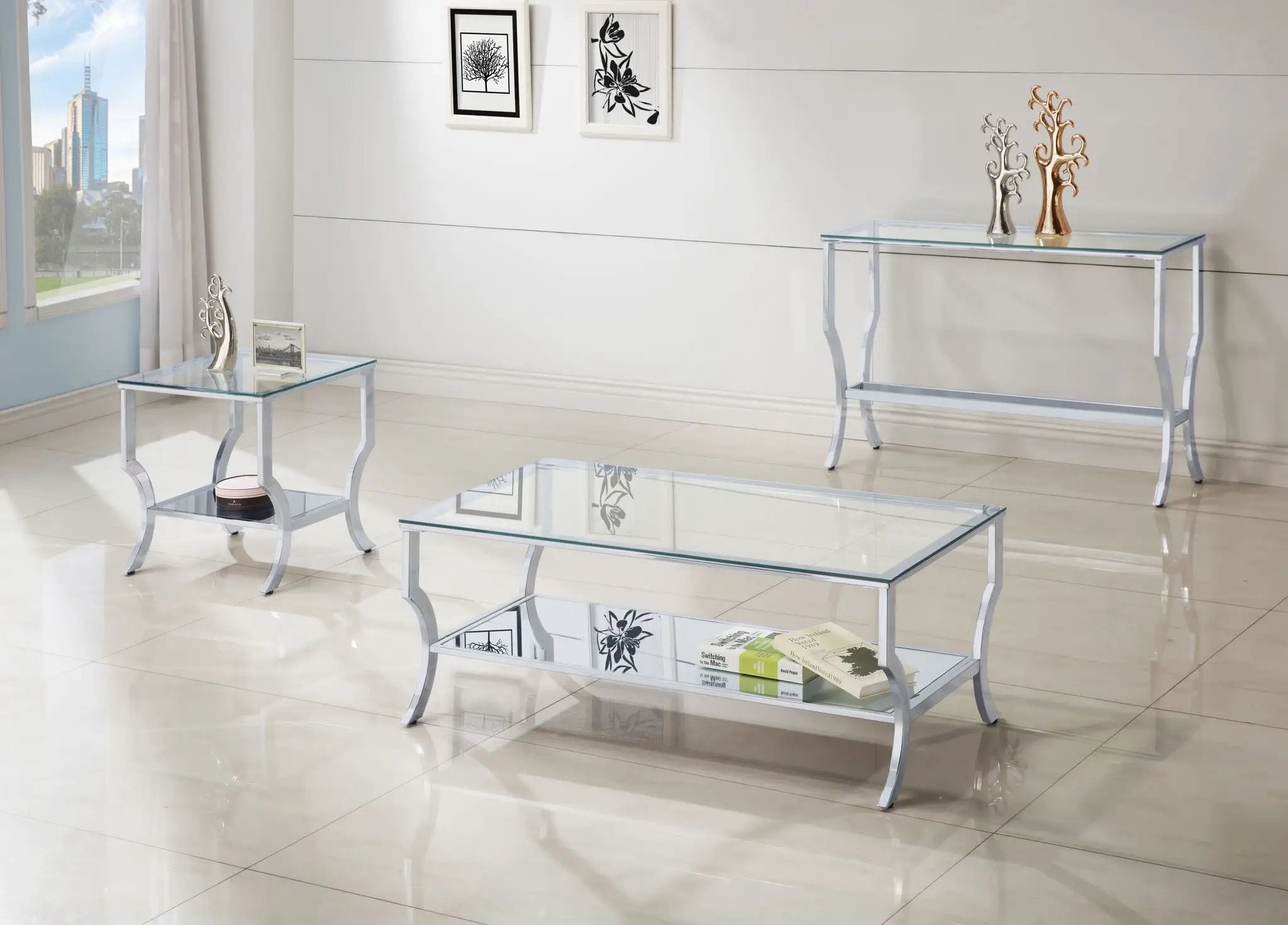 Saide Square Glass Top Side End Table Chrome by Unique Piece Furniture
