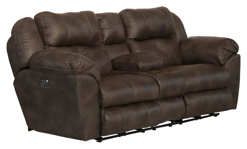 Ferrington - Power Lay Flat Reclining Console Loveseat with Power Adjustable Headrest & Lumbar by Unique Piece Furniture