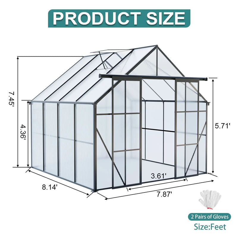 Double Door Polycarbonate house Raised Base And Anchor Aluminum Heavy Duty Walk In houses For Outdoor Backyard In All Season by HouseOfZazla