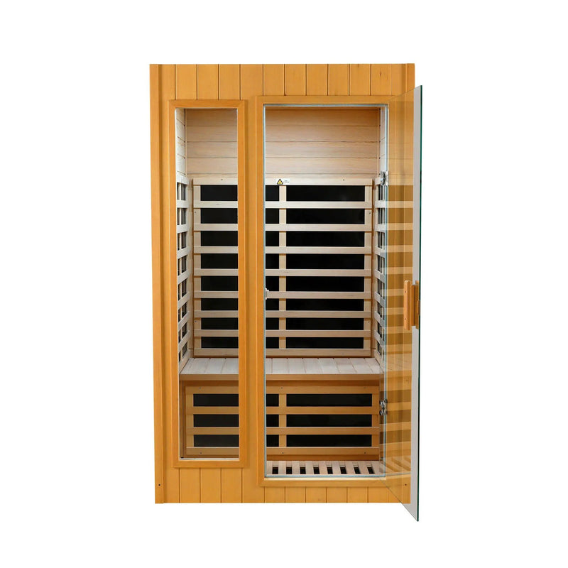 Hemlock Two-person far infrared roof embedded indoor sauna room by HouseOfZazla
