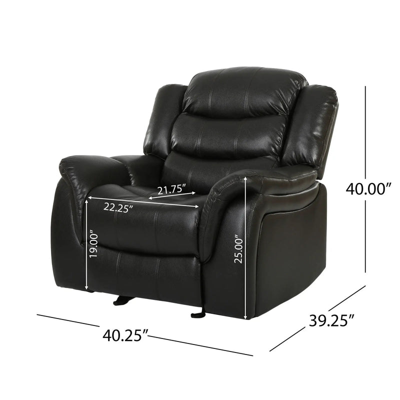 Classic Design Recliner, Upholstery Recliner, Glider Recliner - Black Berry by Unique Piece Furniture