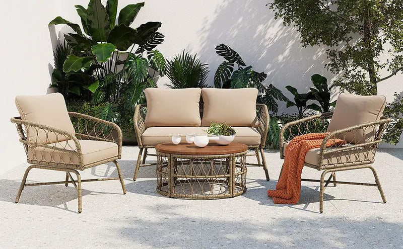 Bohemia-Inspired 4-Person Outdoor Seating Group With Removable Cushions by HouseOfZazla