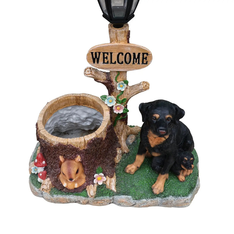 Rottweiler Dog Family Planter Statue by HouseOfZazla