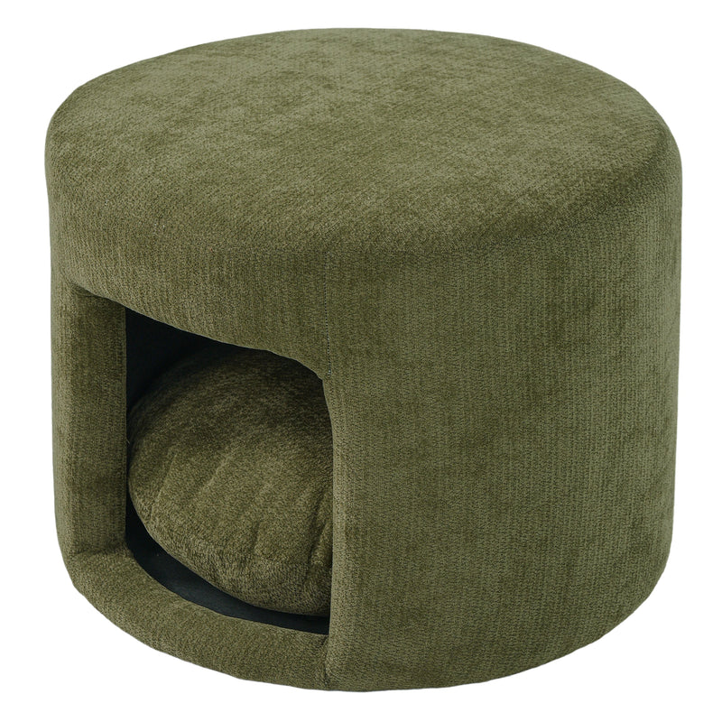 Green Pet Friendly Ottoman with Removable Pet Cushion and Hidden Pet Nook by HouseOfZazla