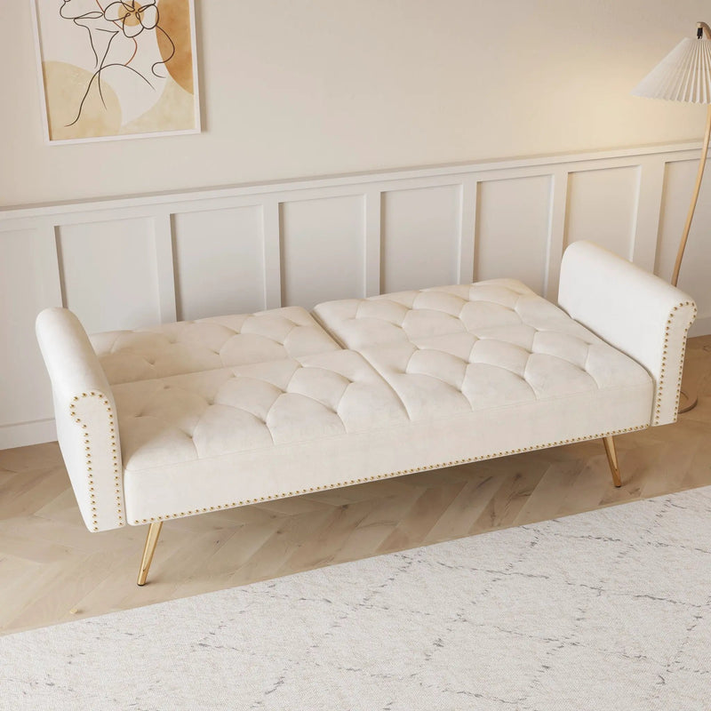 Luxurious Sofa Bed With Nail Head Trim And Matching Pillow by Unique Piece Furniture
