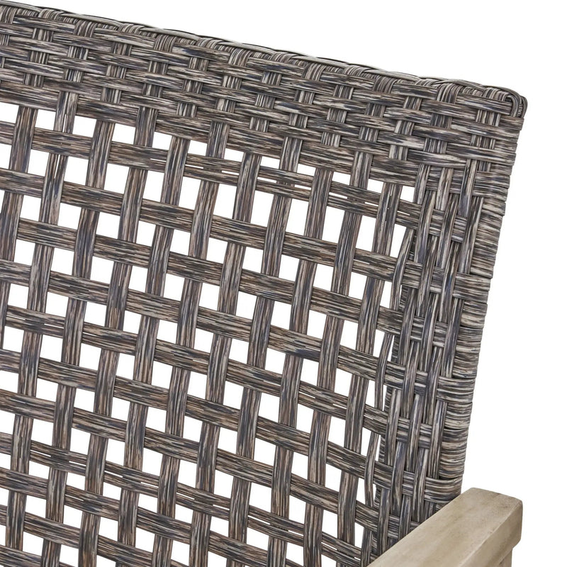 Hampton Outdoor Wood and Wicker Loveseat - Gray by HouseOfZazla