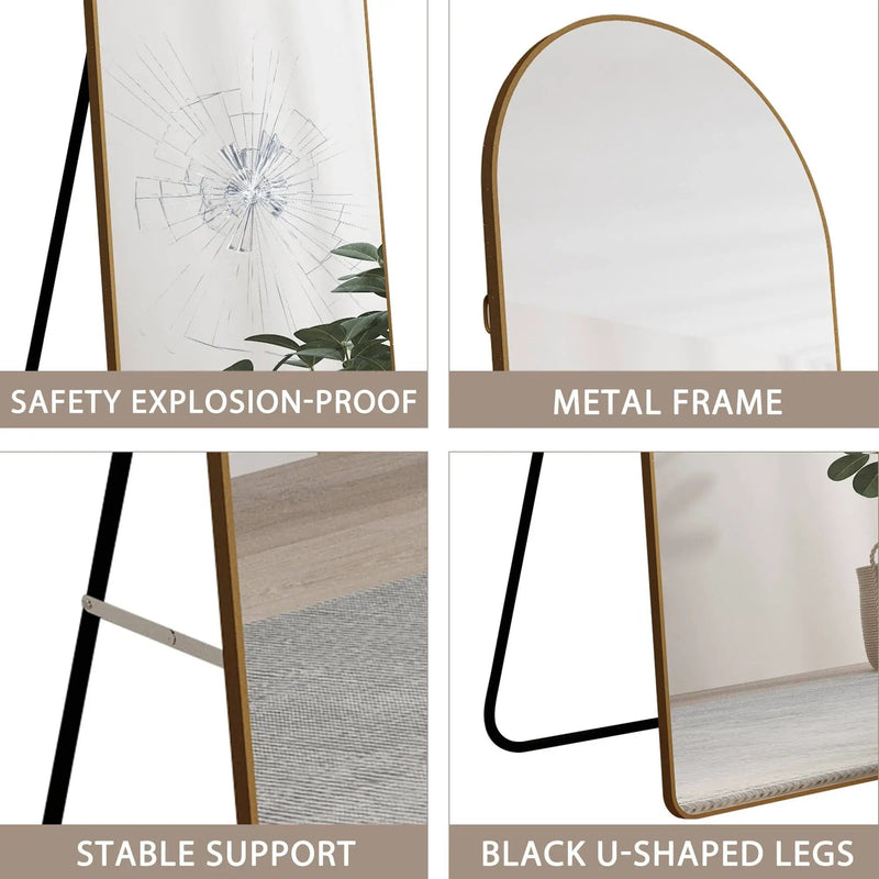 The 4th Generation Floor Mounted Full Length Mirror with Gold Frame by HouseOfZazla