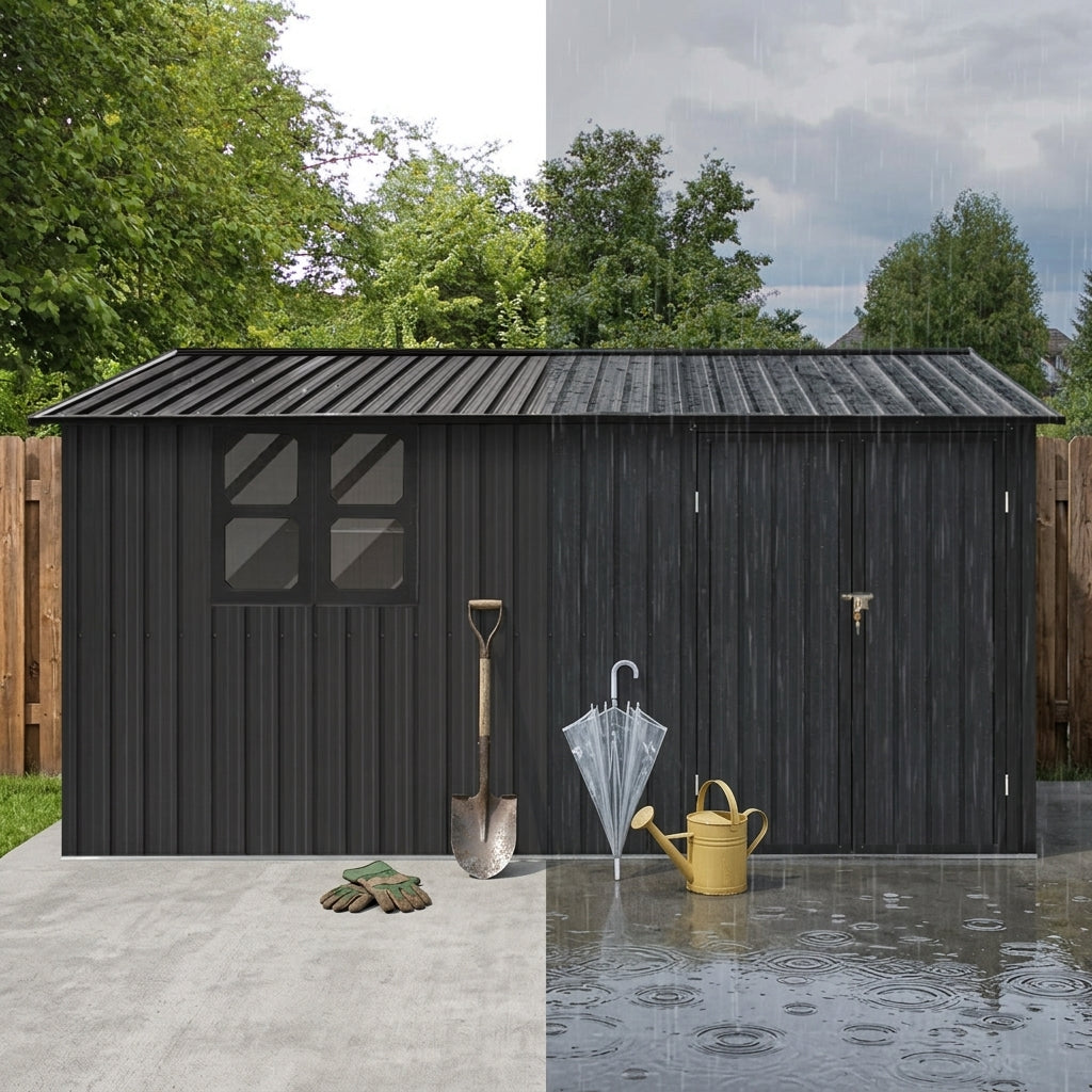 12x10 ft Metal Garden Shed Outdoor Storage by HouseOfZazla