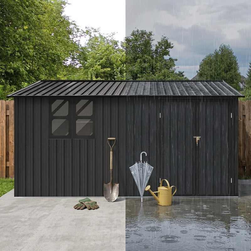 12x10 ft Metal Garden Shed Outdoor Storage by HouseOfZazla