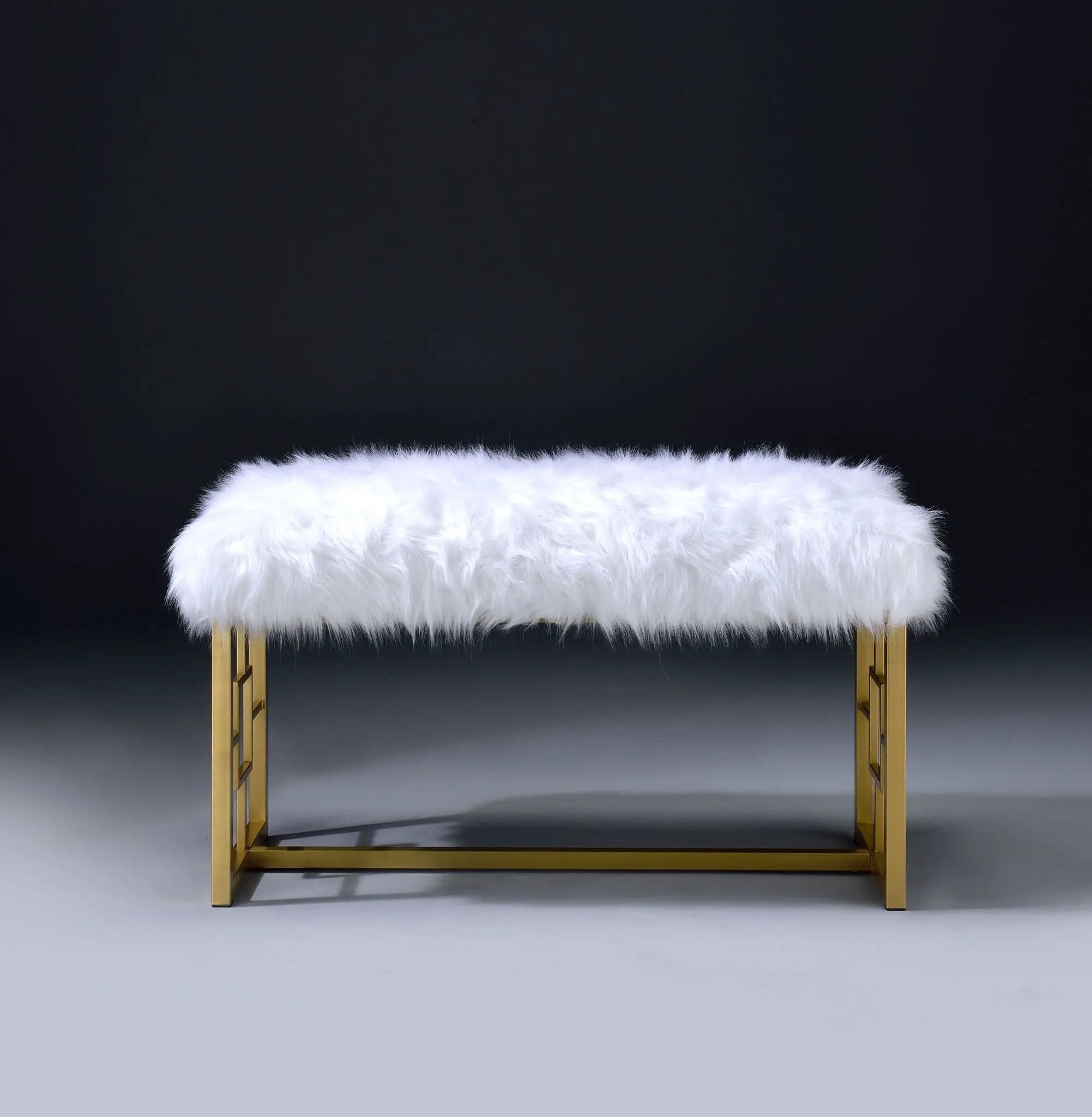 Bagley II - Bench Faux Fur - White / Gold by Unique Piece Furniture