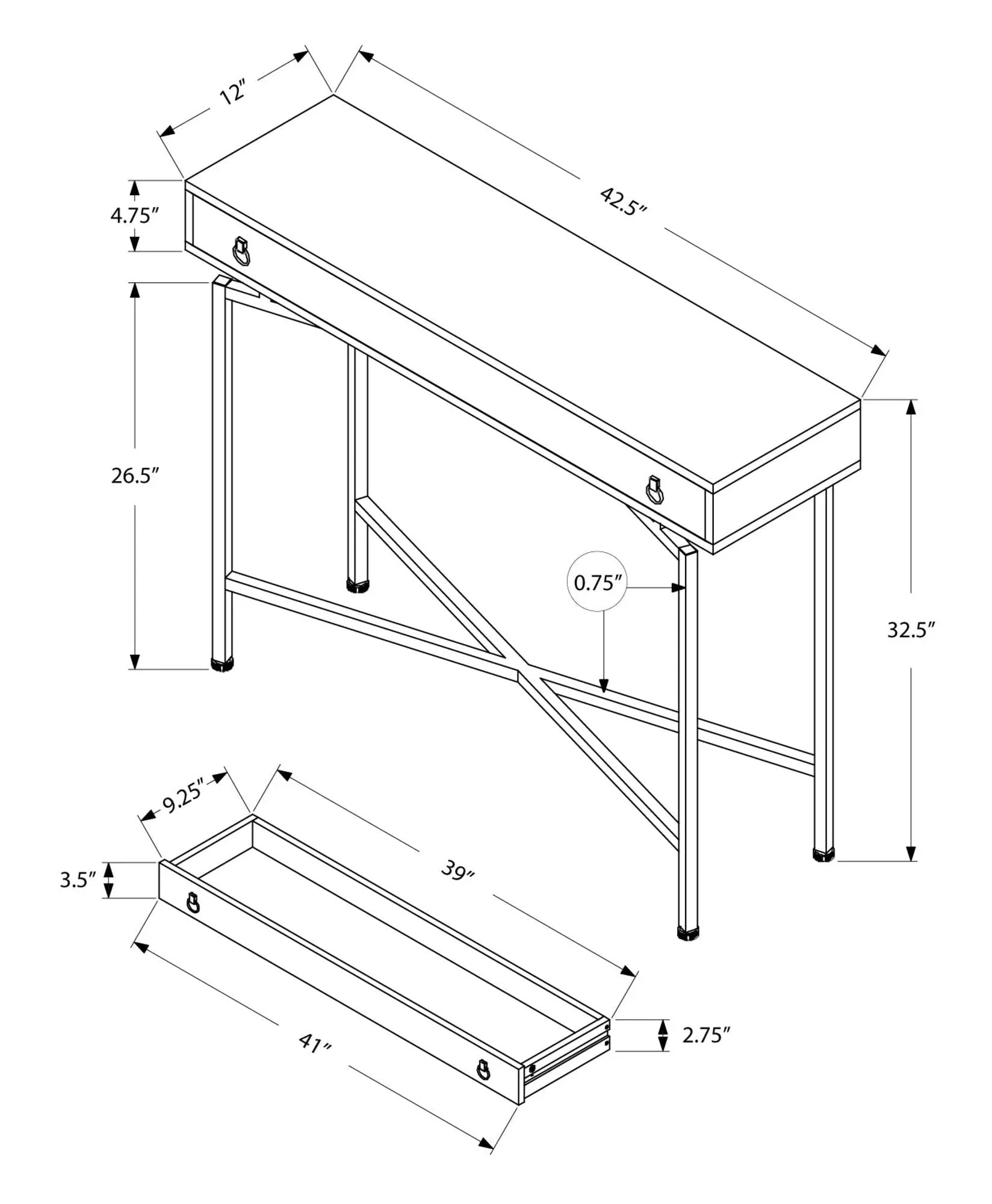 Accent Console Table For Entryway, Functional Storage Drawer by Unique Piece Furniture