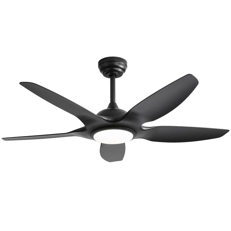 Ceiling Fan With Dimmable LED Light And Remote Control, 5 Blades DC Motor - Black by HouseOfZazla