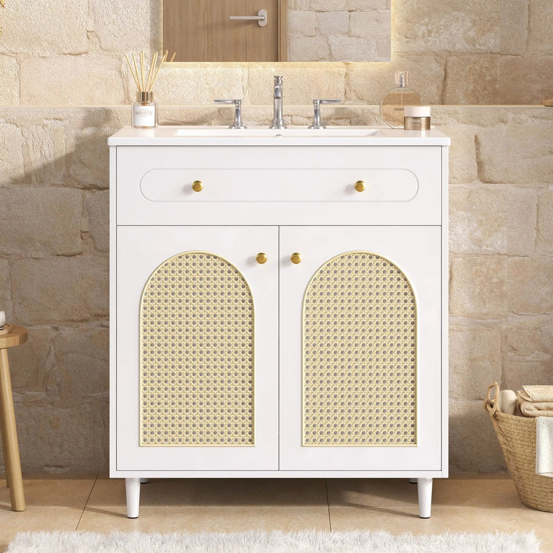 Modern Bathroom Vanity With Sink, Cabinet With Adjustable Shelf by Unique Piece Furniture