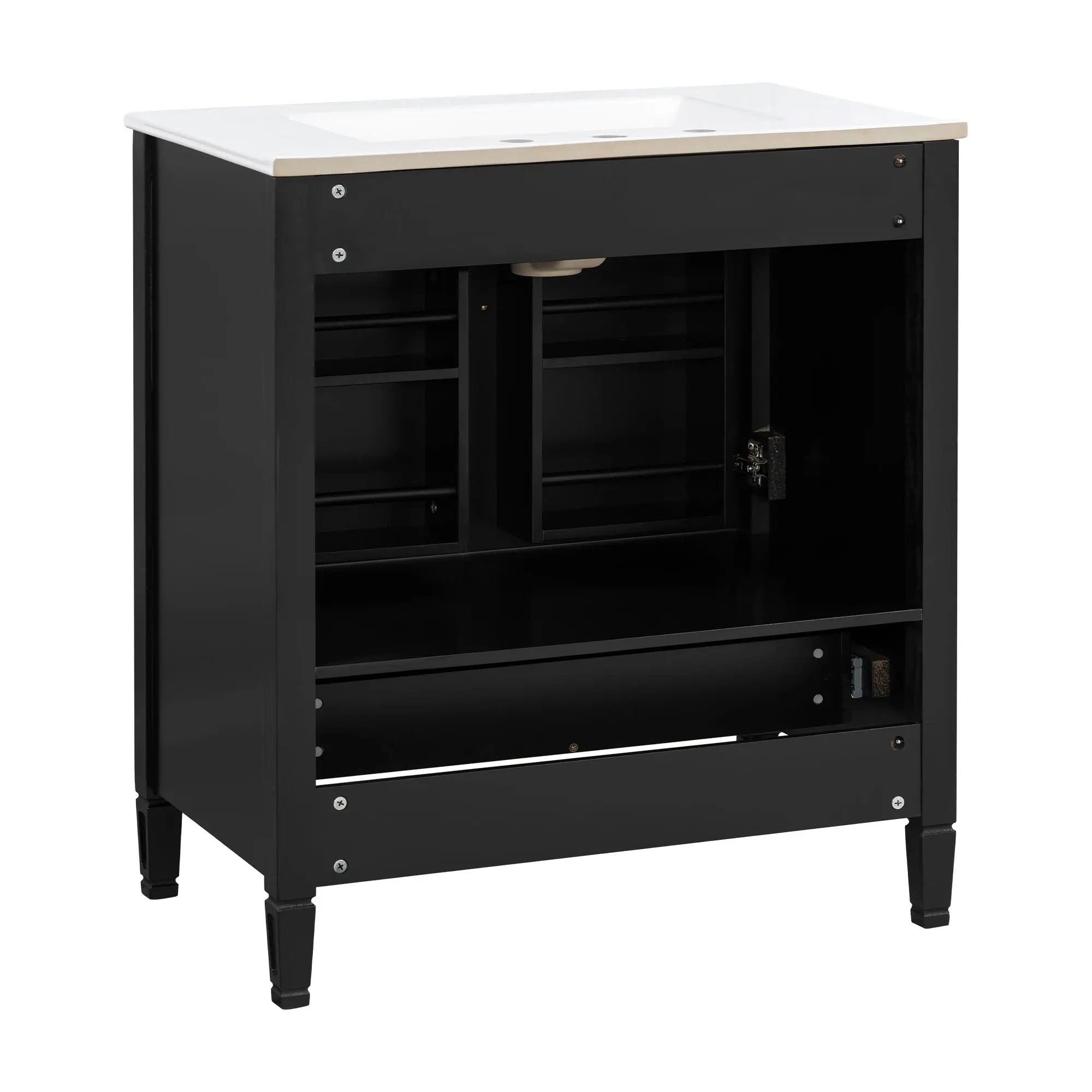 Elegant Fluted Bathroom Vanity With Sink, Soft Close Doors & Drawer by HouseOfZazla