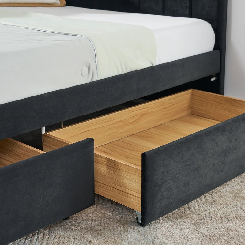 Upholstered Tufted Daybed Frame With Storage Drawers by HouseOfZazla
