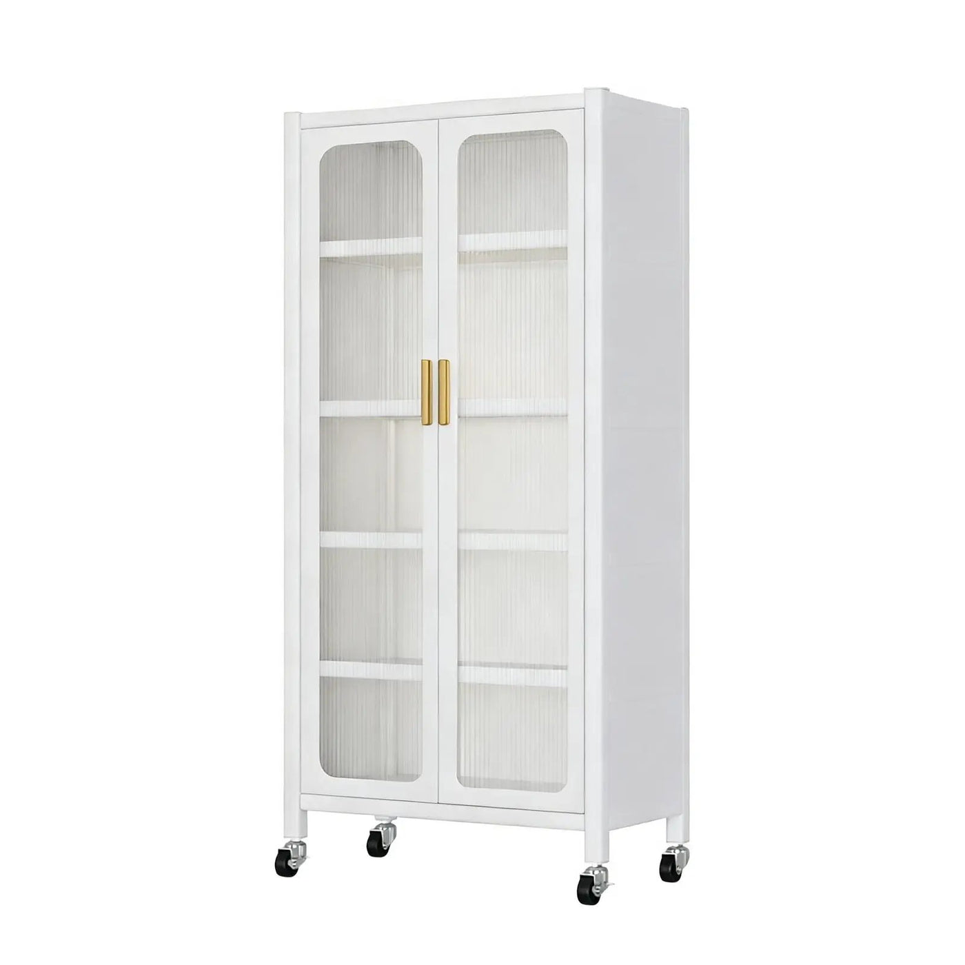 6 Tier Storage Cabinet With Transparent Door, Adjustable Shelves & Wheels by Unique Piece Furniture