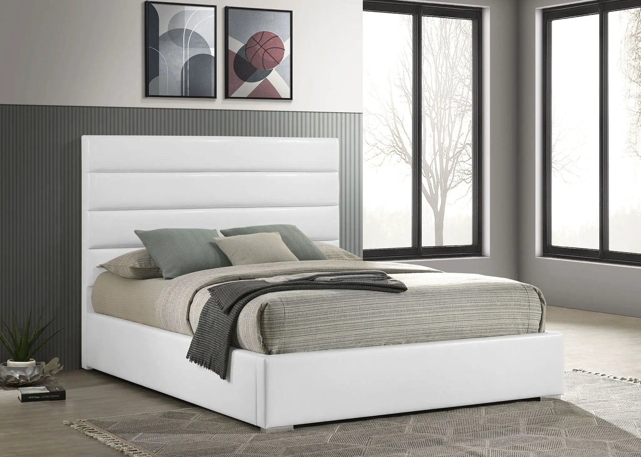 Felicity 53-inch Upholstered Eastern King Platform Bed White by Unique Piece Furniture