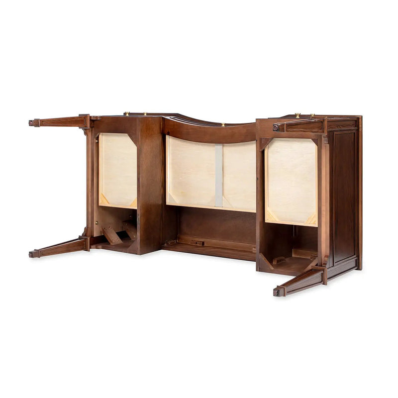 Dauphin Gold Accent 5-Drawer Wood Executive Desk Dark Walnut Ash Wood & Veneer by HouseOfZazla