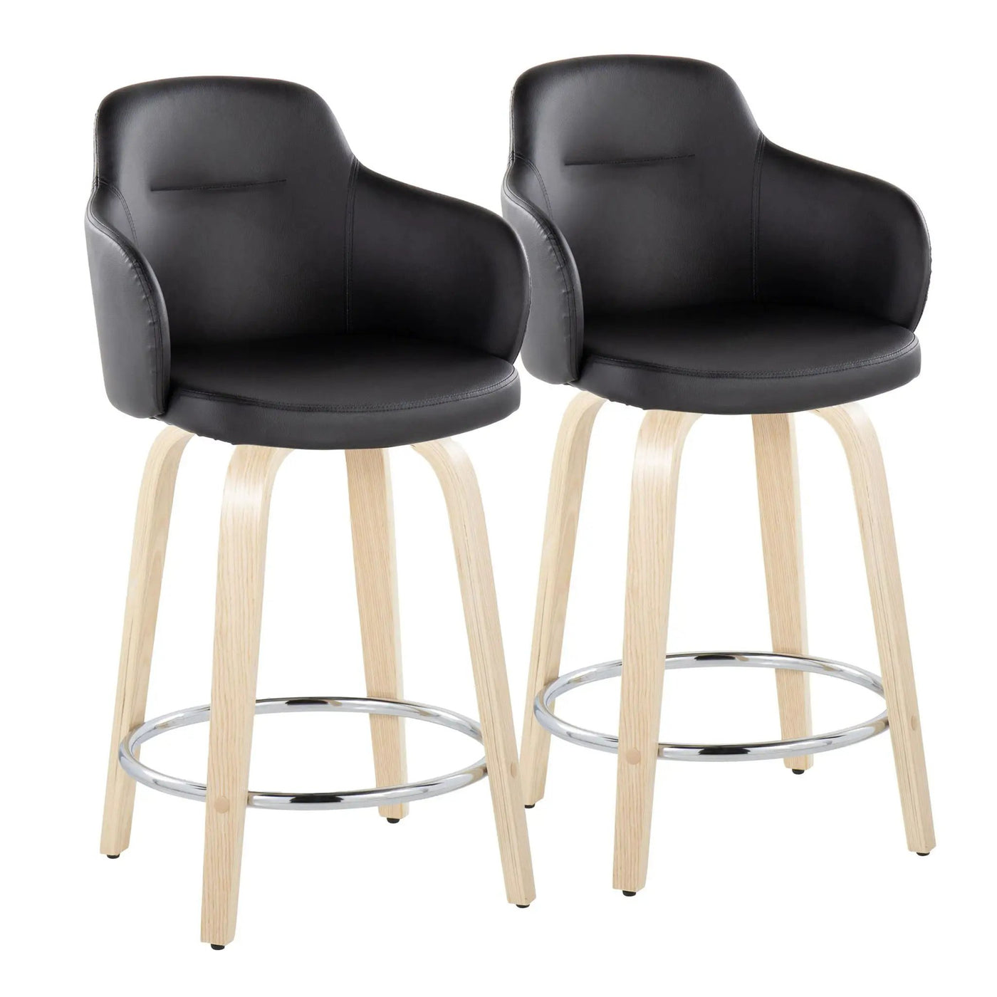 Boyne - Contemporary Fixed Height Counter Stool & Swivel With Round Footrest (Set of 2) by HouseOfZazla