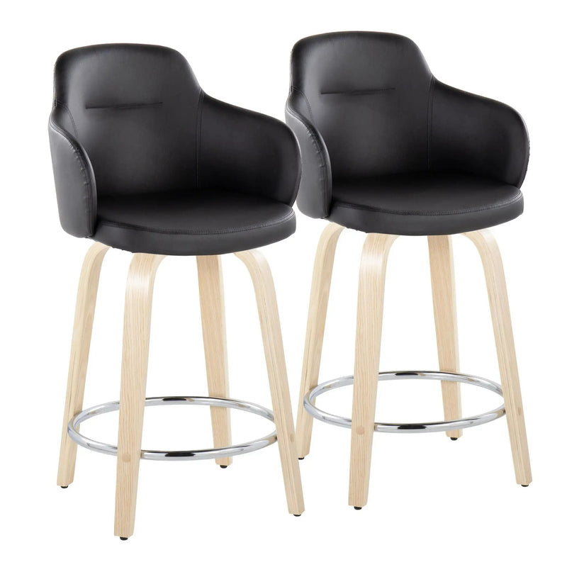 Boyne - Contemporary Fixed Height Counter Stool & Swivel With Round Footrest (Set of 2) by HouseOfZazla