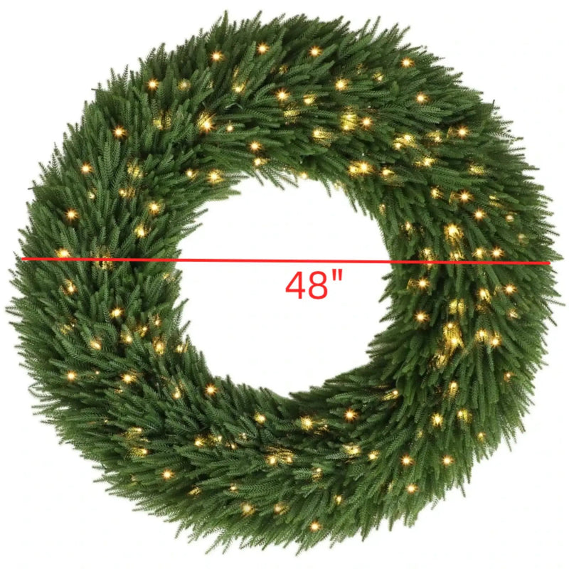 48 In Artificial Norfolk Pine Christmas Wreath, Pre-Lit by HouseOfZazla