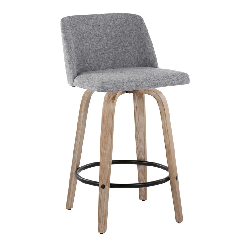 Toriano - Contemporary Fixed-Height Counter Stool & Swivel With Round Footrest (Set of 2) by Unique Piece Furniture