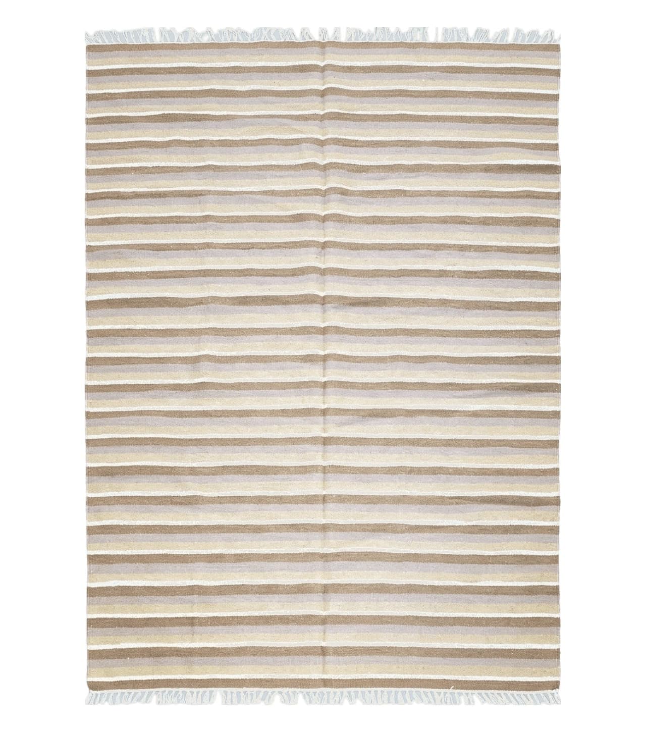 New Indian Striped Blanket, Multicolor Earthern Tones Kilim Rug, Wool Handmade South American Style Blanket, Queen Sized Bedspread 5x8 - 6x8 by Jewel Rugs