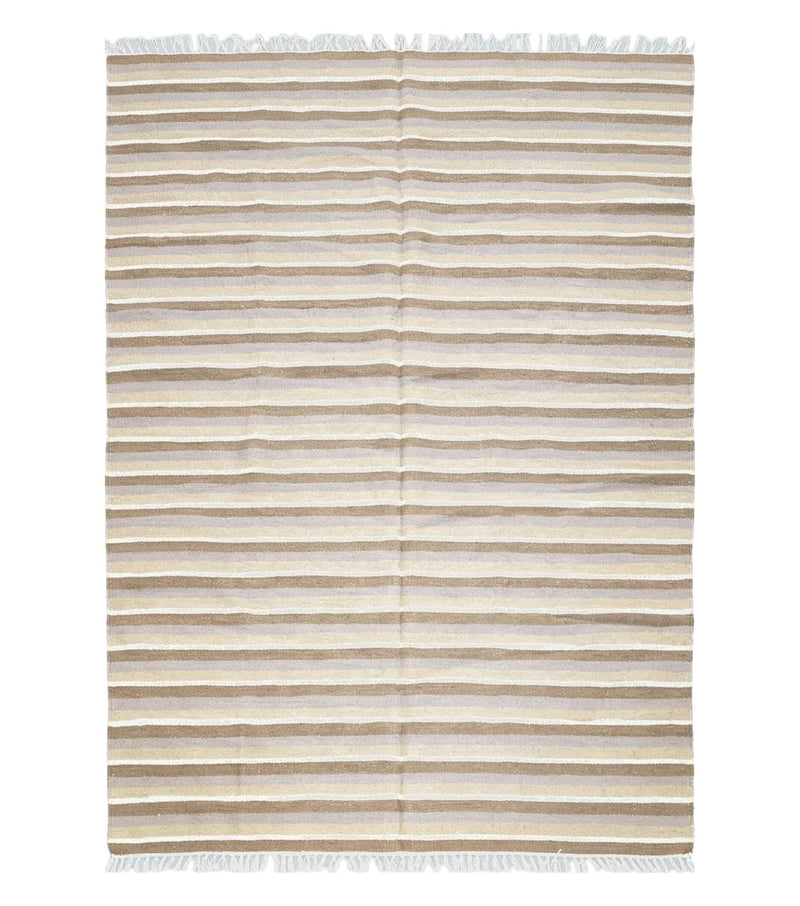 New Indian Striped Blanket, Multicolor Earthern Tones Kilim Rug, Wool Handmade South American Style Blanket, Queen Sized Bedspread 5x8 - 6x8 by Jewel Rugs