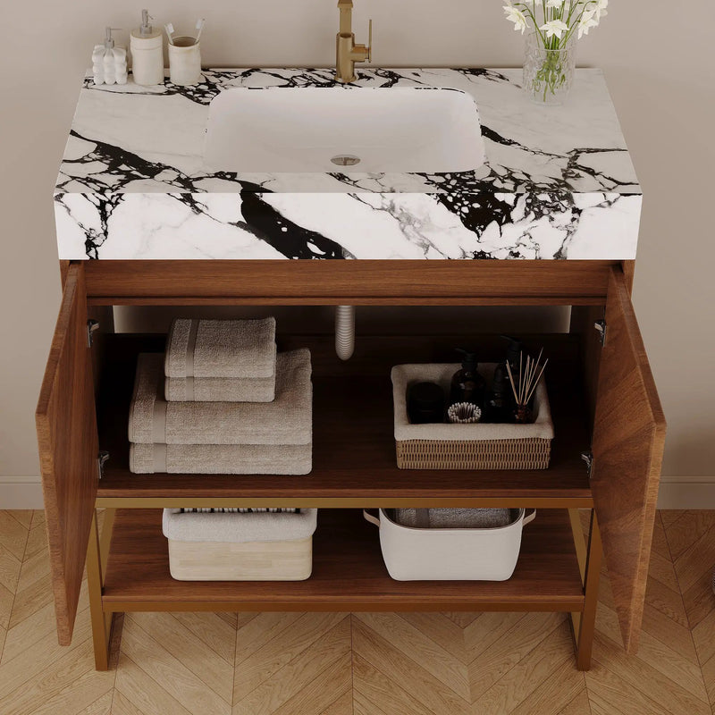 29.9" Modern Free-standing Bathroom Vanity with Ceramic Sink by HouseOfZazla