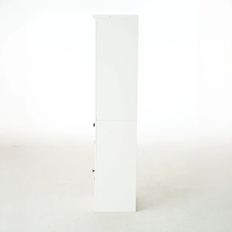 Retro Style 75'' Tall Display Shelf With Cabinet For Hallways Living Room Kitchen - White by HouseOfZazla