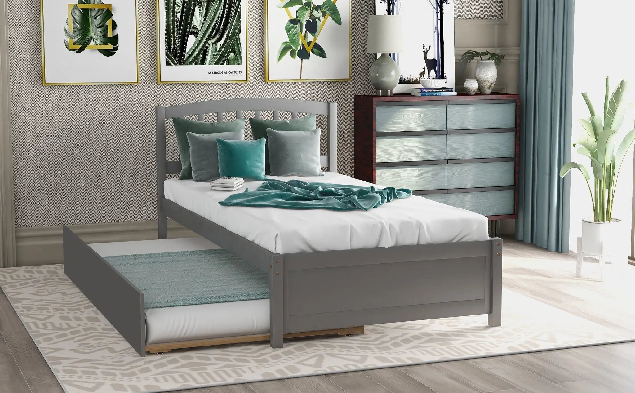 Platform Bed Wood Bed Frame With Trundle by HouseOfZazla