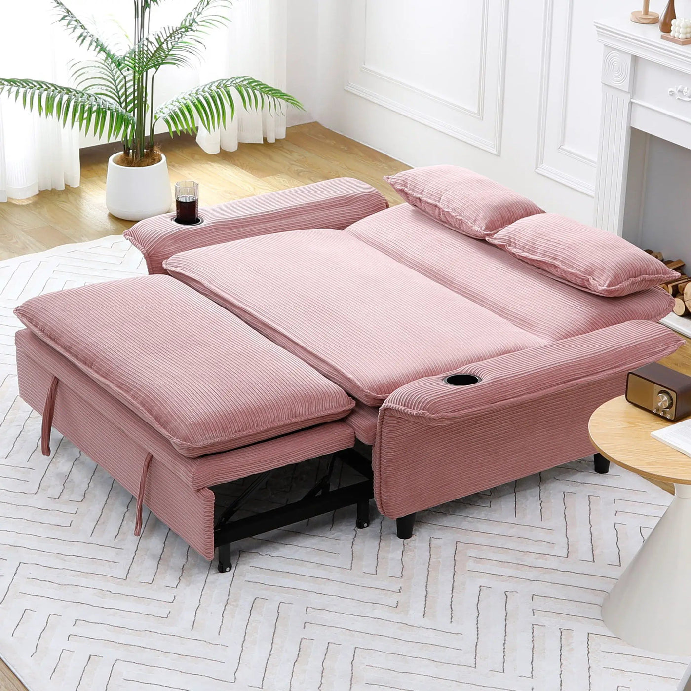 Modern Fabric Multi-Functional Sofa Bed With Adjustable Armrests And Backrests by Unique Piece Furniture