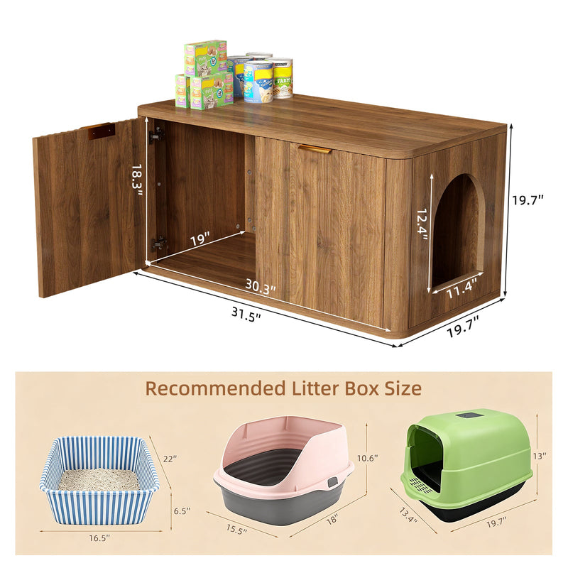 31.5" Walnut Finish Hidden Litter Box Furniture by HouseOfZazla