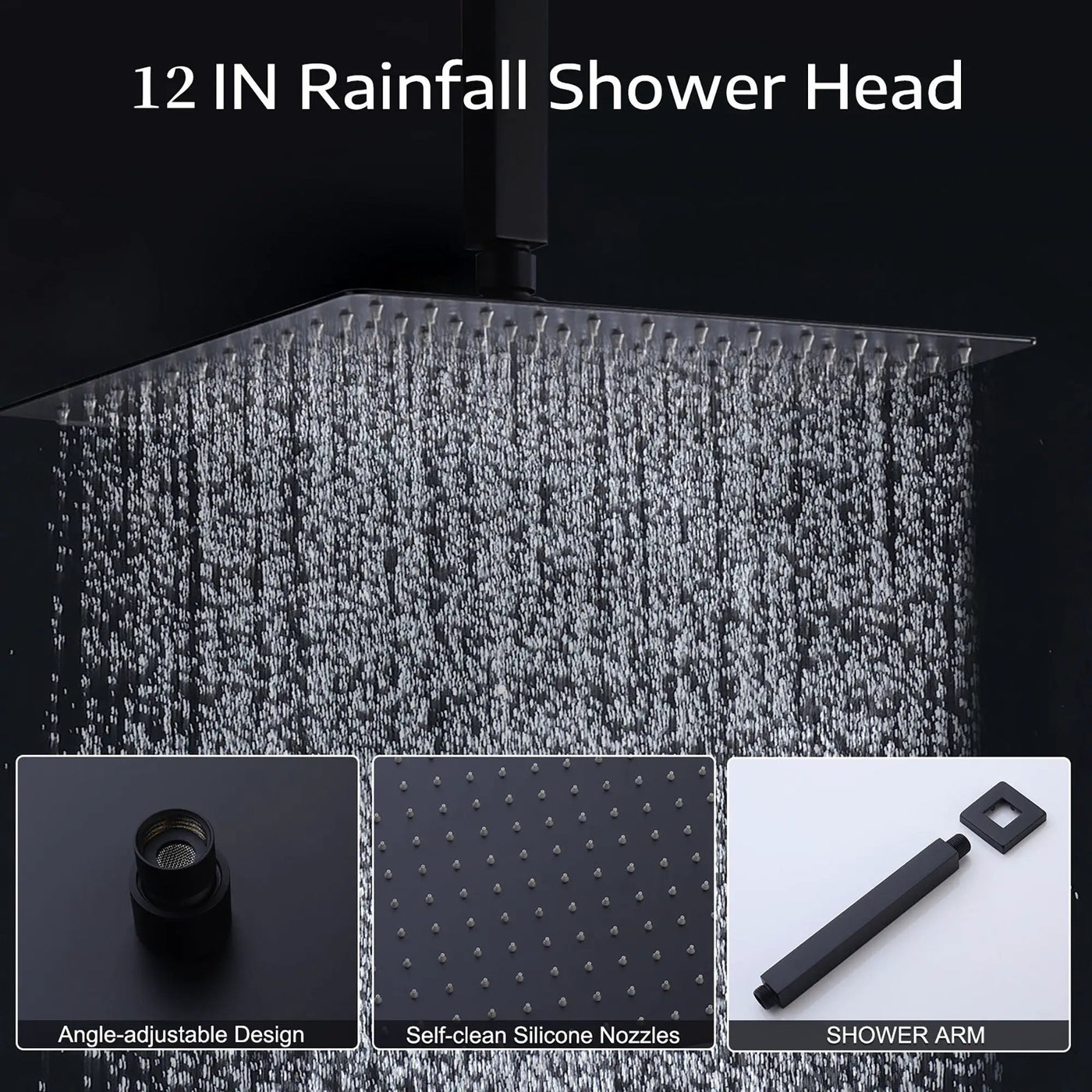 Contemporary Shower System With 12" Rainfall Head And Handheld Spray, Wall Mounted by HouseOfZazla