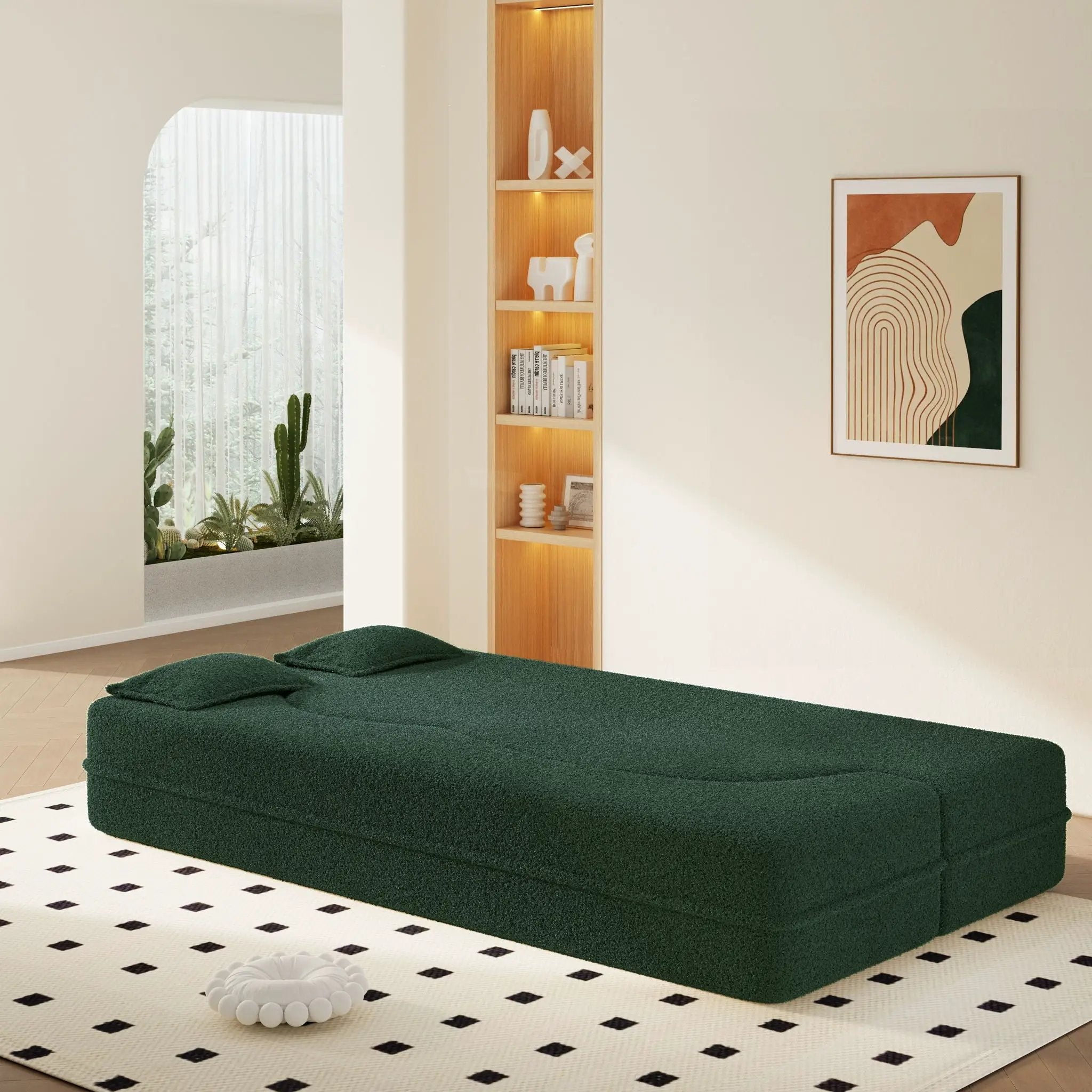 Modern Floor Sleeper Sofa Bed With 2 Pillows, Convertible Twin Size Folding Mattress For Living Room by HouseOfZazla