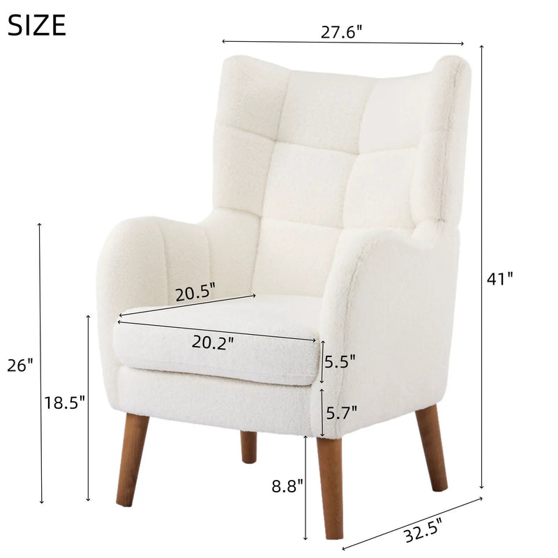 Accent Chair With Birch Wood Legs - White by HouseOfZazla