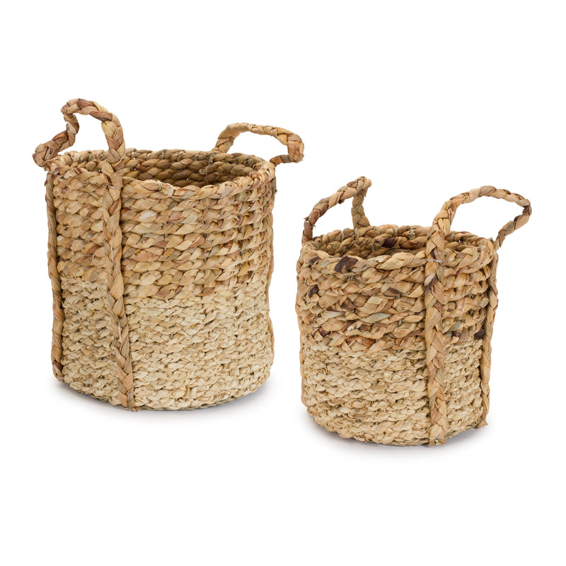 Seagrass basket w handles (set of 2)