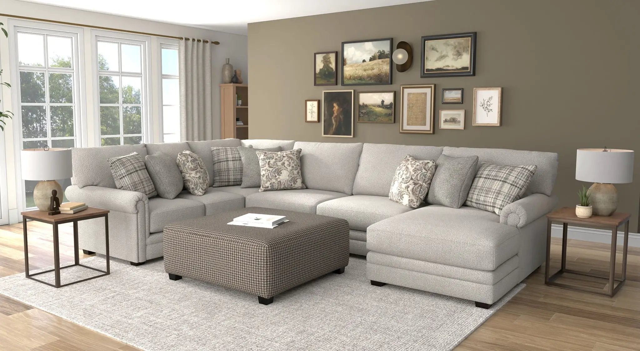 Livingston - Sectional With Comfort Coil Seating, 40" Cocktail Ottoman And Accent Pillows Included by Unique Piece Furniture