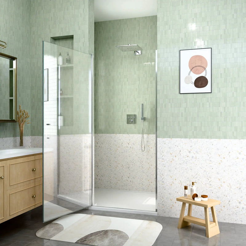 34" W x 72" H Semi-Frameless Circular Pivot Shower Door by HouseOfZazla